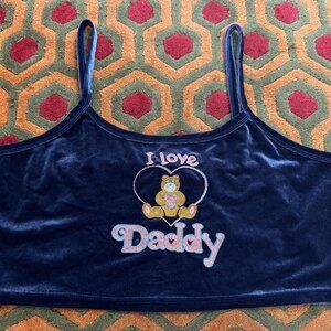 I Love Daddy Purple Velvet Crop Top Fashion Brand Company 2x